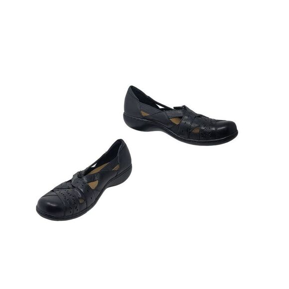 Y2K Clarks Bendables Leather Mary Janes 9.5 Black Flats Dark‎ Academia Comfort - Picture 11 of 11